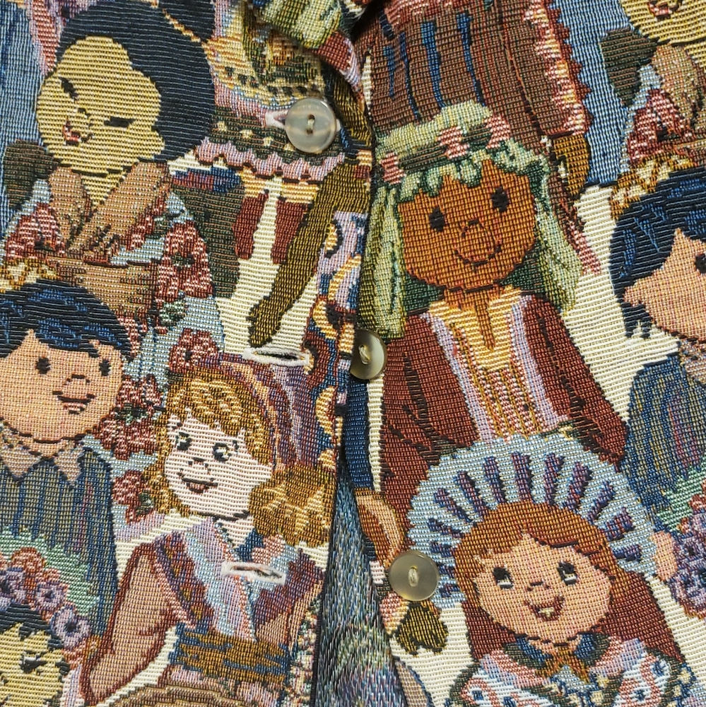 Vtg Womens Tapestry Vest Evelyn Ayers Made in Usa - Picture 3 of 4